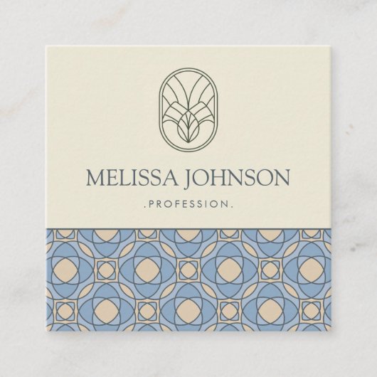 Modern Art Deco Square QR Code Business Card スクエア名刺 (正面)