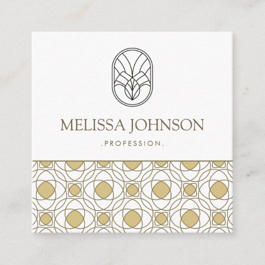 Modern Art Deco Square QR Code Business Card スクエア名刺 (正面)