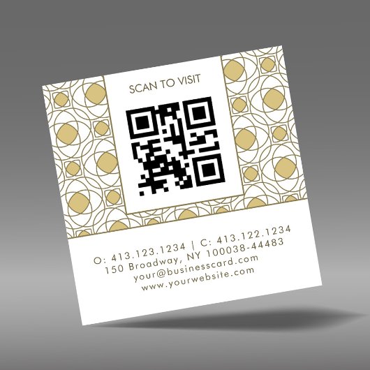 Modern Art Deco Square QR Code Business Card スクエア名刺