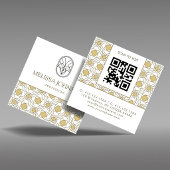 Modern Art Deco Square QR Code Business Card スクエア名刺
