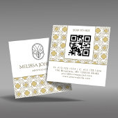 Modern Art Deco Square QR Code Business Card スクエア名刺
