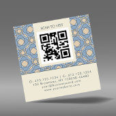 Modern Art Deco Square QR Code Business Card スクエア名刺