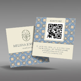 Modern Art Deco Square QR Code Business Card スクエア名刺