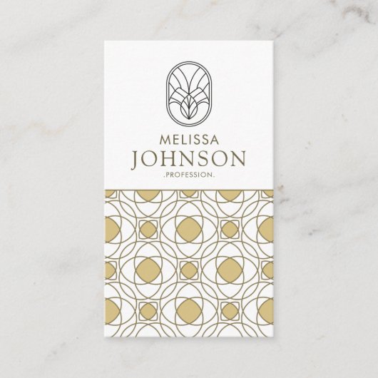 Modern Art Deco Vertical Gold QR Code 名刺 (正面)