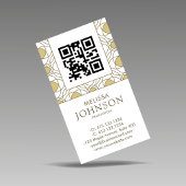 Modern Art Deco Vertical Gold QR Code 名刺