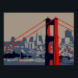 Modern art: Golden Gate Bridge and skyline ポスター<br><div class="desc">A study in red and blue
Vector art (up to any size): San Francisco, Golden gate bridge and skyline.
4 colors: guardsman red, black Russian blue, fiord blue, zorba gray (grey)
This artwork on another Zazzle gift or in a custom version? Contact us!</div>