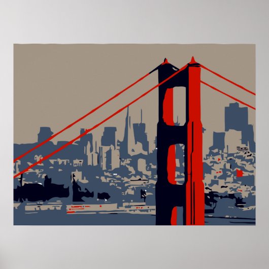 Modern art: Golden Gate Bridge and skyline ポスター (正面)