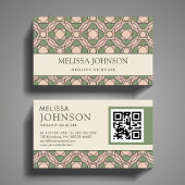 Modern Art Nouveau Botanical QR 名刺