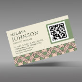 Modern Art Nouveau Botanical QR 名刺