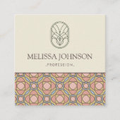 Modern Art Nouveau Square QR Code Business Card スクエア名刺 (正面)