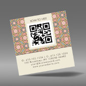Modern Art Nouveau Square QR Code Business Card スクエア名刺