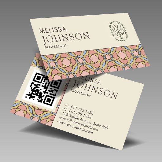 Modern Art Nouveau Stained Glass Business Card 名刺