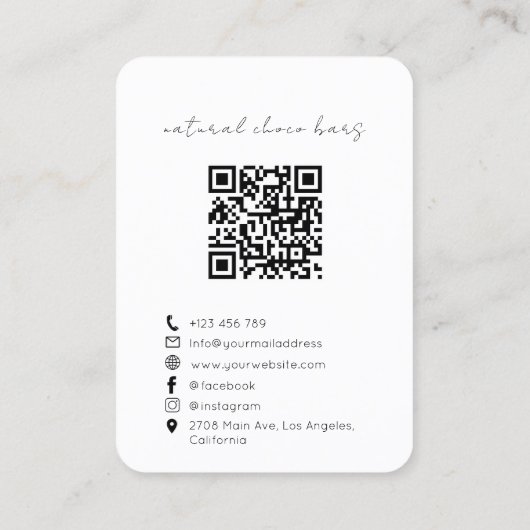 Modern Artisan Chocolate Brand QR Code  名刺 (裏面)