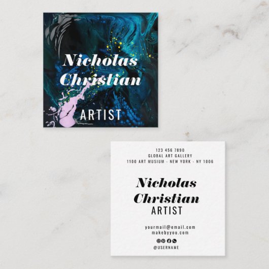 Modern Artist | Colorful | Paint Brushed  スクエア名刺 (正面/裏面)