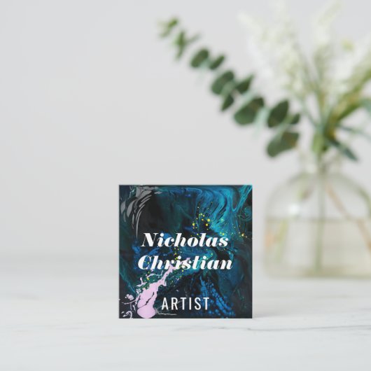 Modern Artist | Colorful | Paint Brushed  スクエア名刺 (スタンド正面)