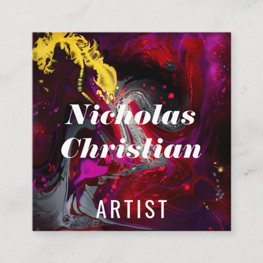 Modern Artist | Colorful | Paint Brushed  スクエア名刺 (正面)