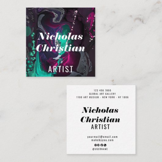 Modern Artist | Colorful | Paint Brushed  スクエア名刺 (正面/裏面)