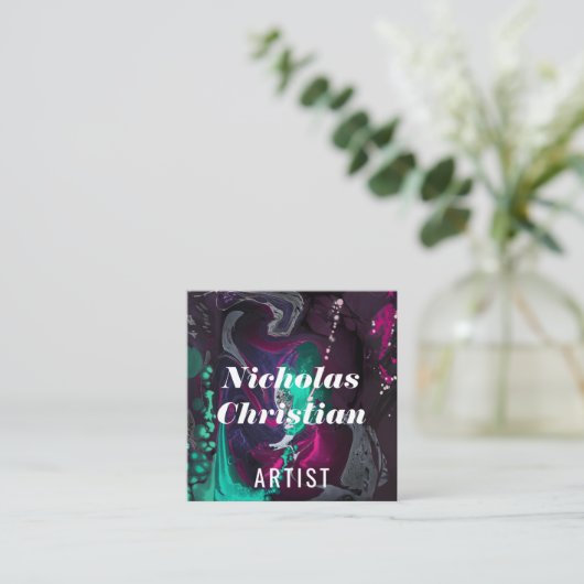 Modern Artist | Colorful | Paint Brushed  スクエア名刺 (スタンド正面)