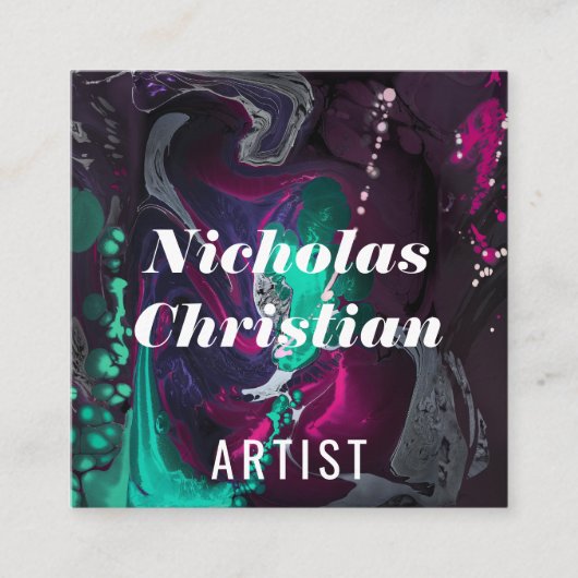 Modern Artist | Colorful | Paint Brushed  スクエア名刺 (正面)