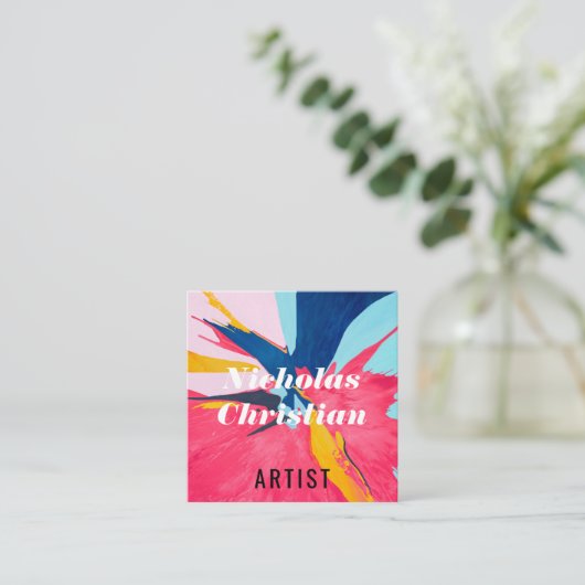 Modern Artist | Colorful | Paint Brushed  スクエア名刺 (スタンド正面)