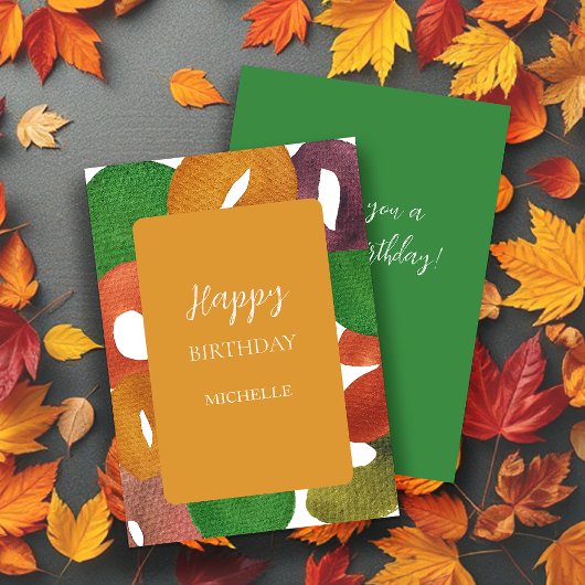 Modern Artistic Autumn Colorful Pattern Birthday 招待状