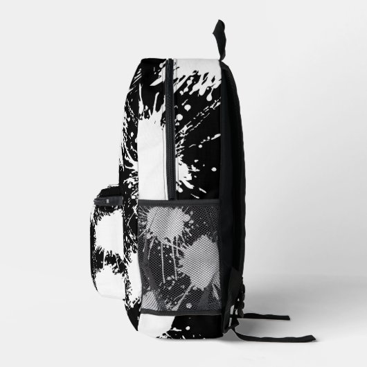  Modern Artistic Backpack – White & Black プリントバックパック (右)