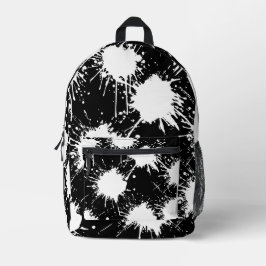  Modern Artistic Backpack – White & Black プリントバックパック