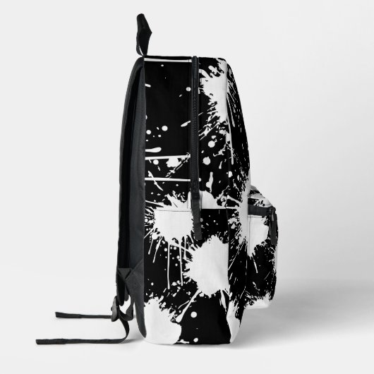  Modern Artistic Backpack – White & Black プリントバックパック (左)