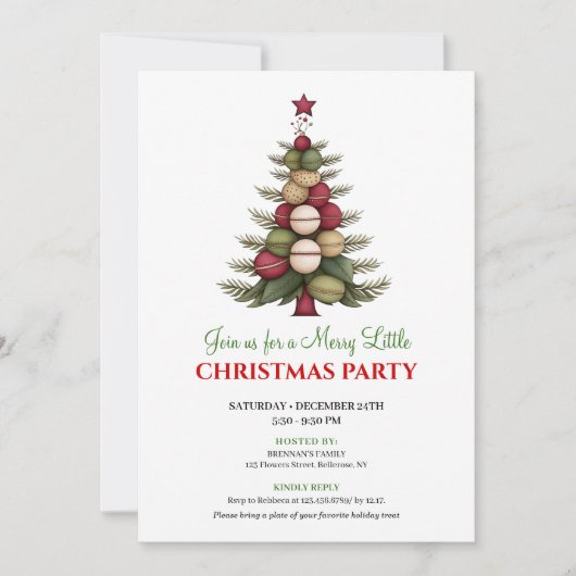 Modern artistic Christmas tree holiday celebration 招待状 (正面)