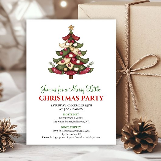 Modern artistic Christmas tree party celebration 招待状