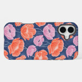 Modern Artistic Coral Pink Poppies Floral iPhoneケース (裏面横)