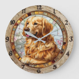  Modern Artistic Dog Golden Retriever ラージ壁時計
