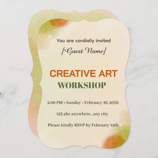 Modern Artistic Event Card | Creative Art Workshop 招待状 (正面/裏面)