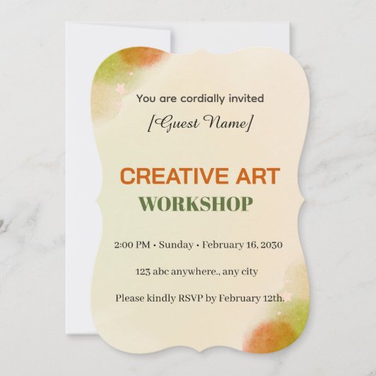 Modern Artistic Event Card | Creative Art Workshop 招待状 (正面)