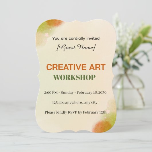 Modern Artistic Event Card | Creative Art Workshop 招待状 (スタンド正面)