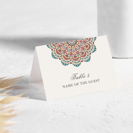 Modern Artistic Motif Mandala Wedding Place Card テーブルナンバー