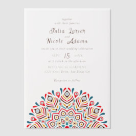 Modern Artistic Motif Style Mandala Wedding ベラム紙招待状
