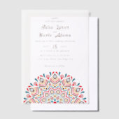 Modern Artistic Motif Style Mandala Wedding ベラム紙招待状 (オフセット)