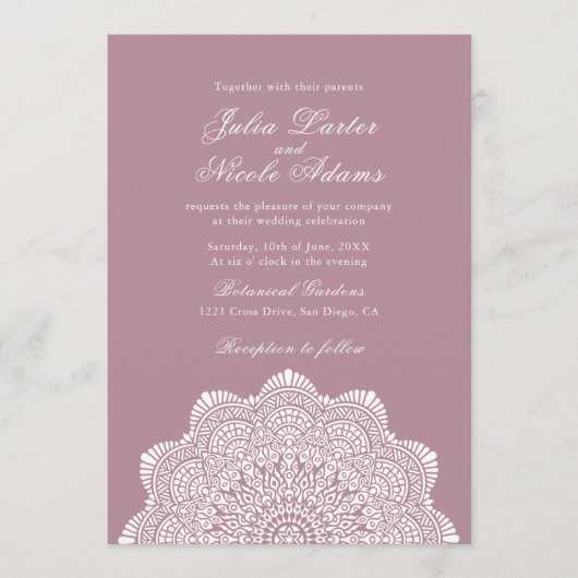 Modern Artistic Motif Style Mandala Wedding 招待状 (正面)