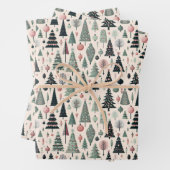 Modern Artistic Pink Tree Christmas Wrapping Paper ラッピングペーパーシート (インサイチュ)