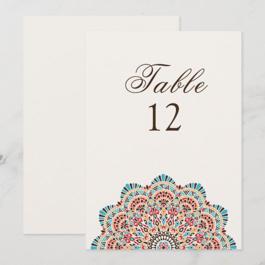 Modern Artistic Style Mandala Wedding Table Number 招待状 (正面/裏面)