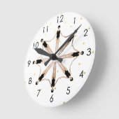 Modern Artistic Synchronized Swimmers Gold Dots  ラウンド壁時計 (傾斜)