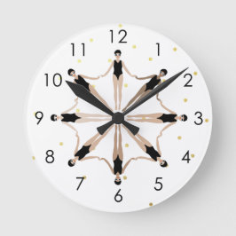 Modern Artistic Synchronized Swimmers Gold Dots  ラウンド壁時計