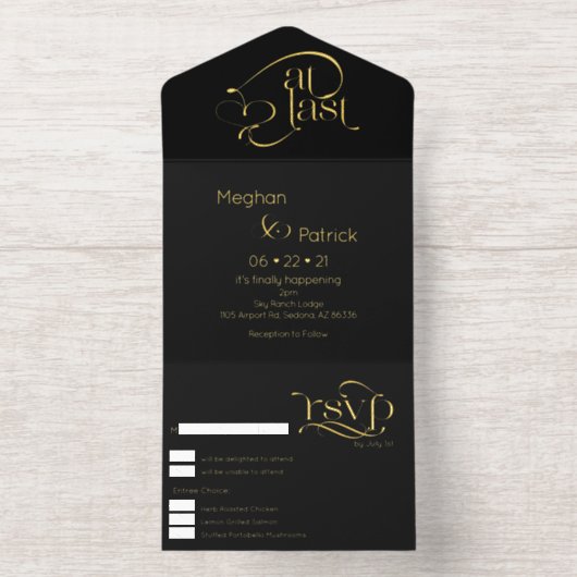 Modern At Last Text  オールインワン招待状 (内側)