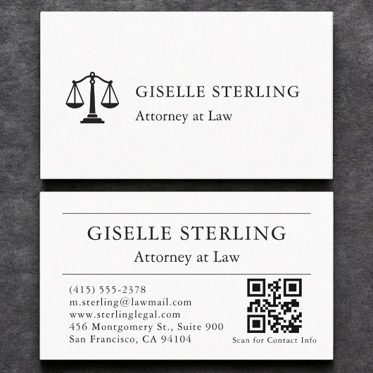 Modern Attorney at Law QR Code White Black 名刺