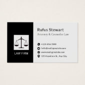Modern Attorney Design White & Black Business Card (正面)