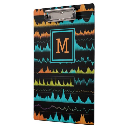 Modern Audio Waveform & Sound Frequency Monogram クリップボード (左)