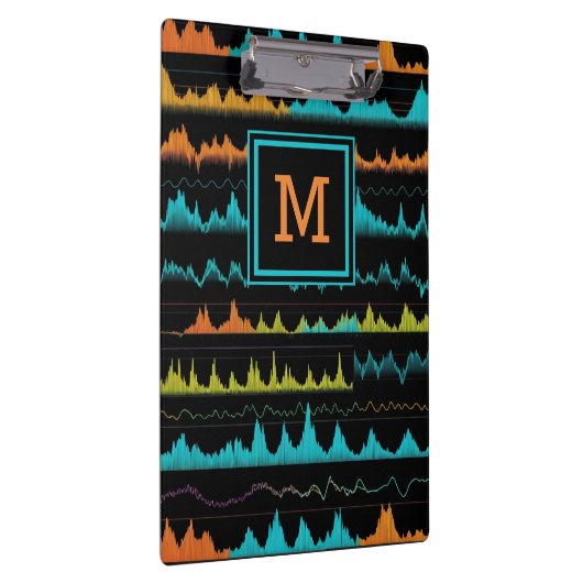 Modern Audio Waveform & Sound Frequency Monogram クリップボード (右)