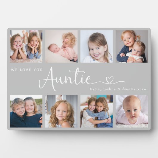 Modern Auntie Photo Collage Heart Script フォトプラーク (正面)