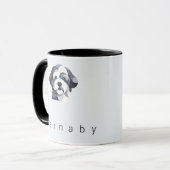 Modern Aussiedoodle Art Mug - Blue Merle Geometric マグカップ (正面左)